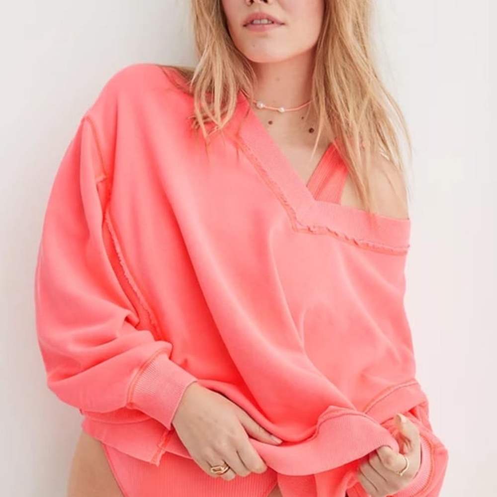 Aerie Pink Oversized Long Sleeve Hoodie